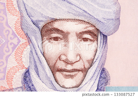 Kurmanjan Datka a closeup portrait from Kyrgyz money 133087527