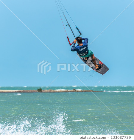 Kite surfing at Barra Grande beach on the coast of Piaui, northe Kite surfing at Barra Grande beach on the coast of Piaui, northe 133087729