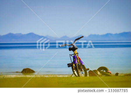 Bike on beach, Lofoten Norway Bike on beach, Lofoten Norway 133087785