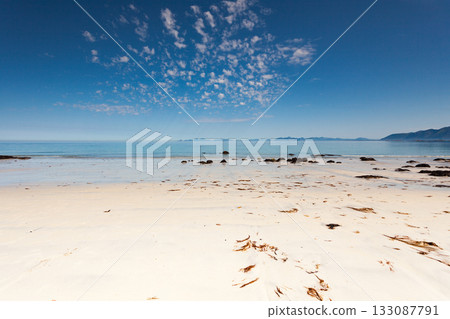 Sea coast with sandy beach,Lofoten Norway Sea coast with sandy beach,Lofoten Norway 133087791
