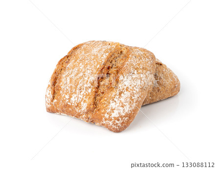 Brown rye bun, square gluten free bread, whole grain healthy breakfast bread 133088112