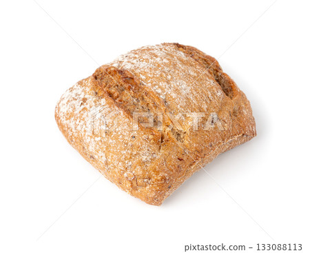Brown rye bun, square gluten free bread, whole grain healthy breakfast bread 133088113