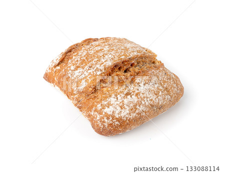 Brown rye bun, square gluten free bread, whole grain healthy breakfast bread Brown rye bun, square gluten free bread, whole grain healthy breakfast bread 133088114