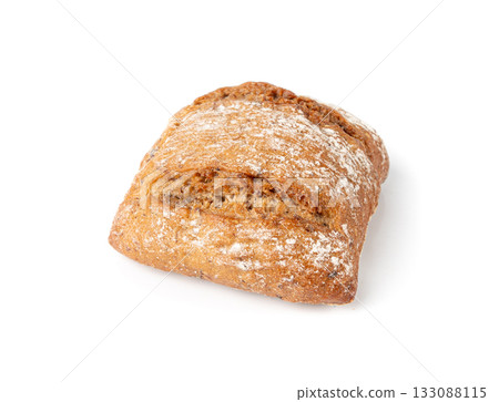 Brown rye bun, square gluten free bread, whole grain healthy breakfast bread 133088115