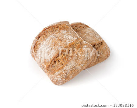 Brown rye bun, square gluten free bread, whole grain healthy breakfast bread Brown rye bun, square gluten free bread, whole grain healthy breakfast bread 133088116