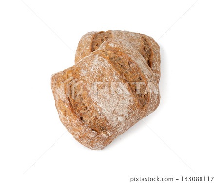 Brown rye bun, square gluten free bread, whole grain healthy breakfast bread 133088117
