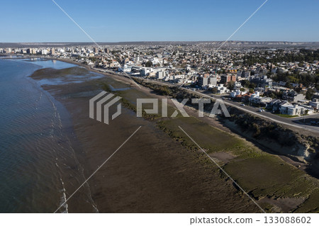 Puerto Madryn City, entrance portal to the Peninsula Valdes natural reserve, World Heritage Site, Patagonia, Argentina. Puerto Madryn City, entrance portal to the Peninsula Valdes natural reserve, World Heritage Site, Patagonia, Argentina. 133088602