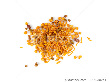 Navrattan namkeen mixture. Indian nimko snack, spicy and sweet farsaan 133088741