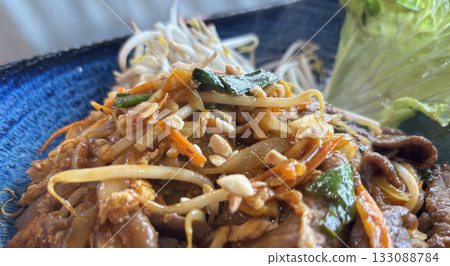Pad thai or phad tha asian noodles closeup Pad thai or phad tha asian noodles closeup 133088784