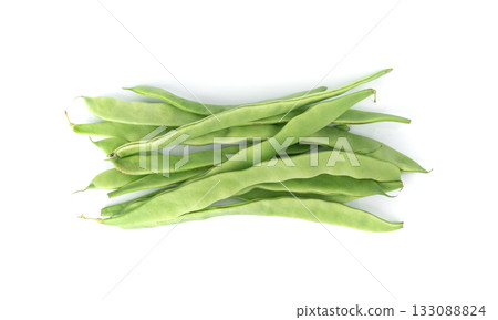 Phaseolus coccineus flat green pods 133088824