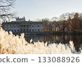 Palace on the Isle reflected in water Lazienki Park Warsaw  autumn sunlight 133088926