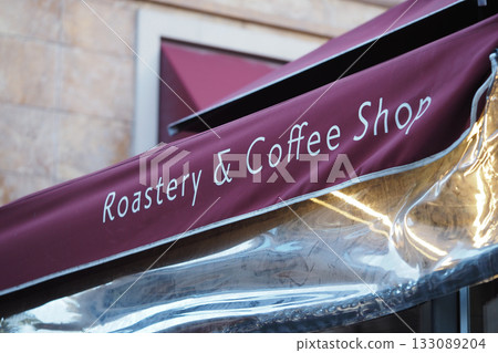 Roastery and coffee shop canopy welcomes visitors to relax Roastery and coffee shop canopy welcomes visitors to relax 133089204