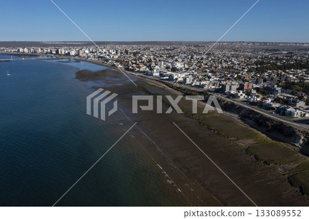 Puerto Madryn City, entrance portal to the Peninsula Valdes natural reserve, World Heritage Site, Patagonia, Argentina. Puerto Madryn City, entrance portal to the Peninsula Valdes natural reserve, World Heritage Site, Patagonia, Argentina. 133089552