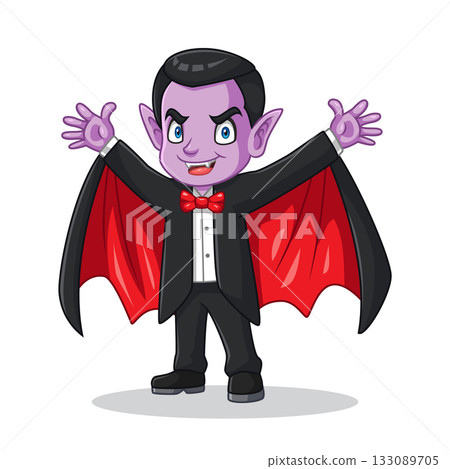 Cartoon little dracula isolated on white background Cartoon little dracula isolated on white background 133089705