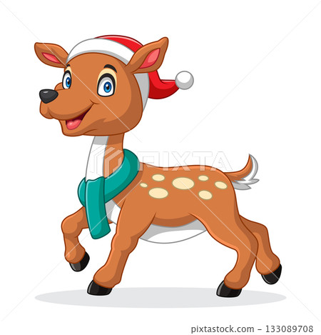 cartoon little deer wearing a scarf cartoon little deer wearing a scarf 133089708