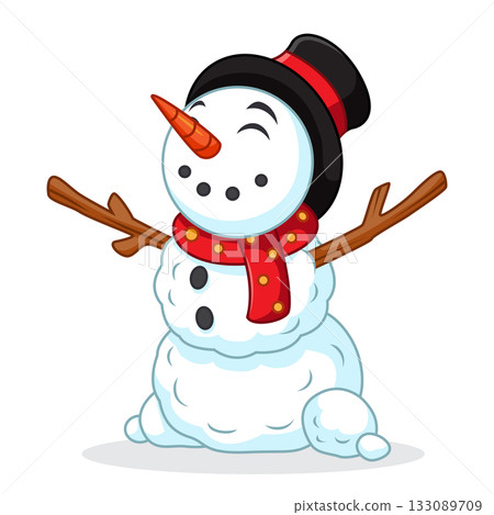 cartoon little snowman wearing a scarf cartoon little snowman wearing a scarf 133089709