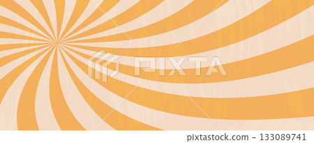Swirl Groovy Starburst. Abstract retro background. Yellow texture pattern. Vector illustration. Simple Horizontal curl funky wallpaper for poster and card, templates, post, banner and decor. Not AI Swirl Groovy Starburst. Abstract retro background. Yellow texture pattern. Vector illustration. Simple Horizontal curl funky wallpaper for poster and card, templates, post, banner and decor. Not AI 133089741