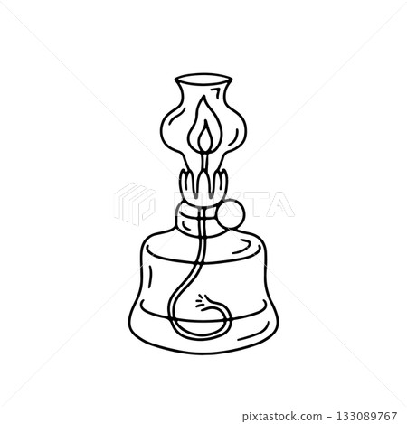 Hand drawn black line kerosene lamp icon vector illustration. Linear monochrome doodle oil lantern Hand drawn black line kerosene lamp icon vector illustration. Linear monochrome doodle oil lantern 133089767