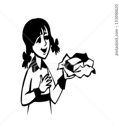 Vector illustration of a girl holding the butter Vector illustration of a girl holding the butter 133090020