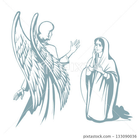 Vector illustration. The Angel Annunciation to Mary. Vector illustration. The Angel Annunciation to Mary. 133090036