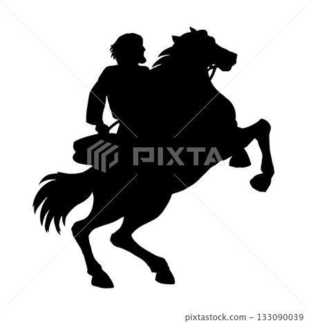 Vector drawing. Man on the horse 133090039