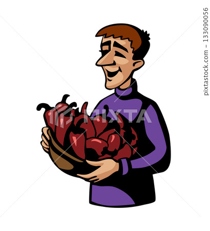 Vector illustration. Peter Piper picked a peck of pickled peppers Vector illustration. Peter Piper picked a peck of pickled peppers 133090056