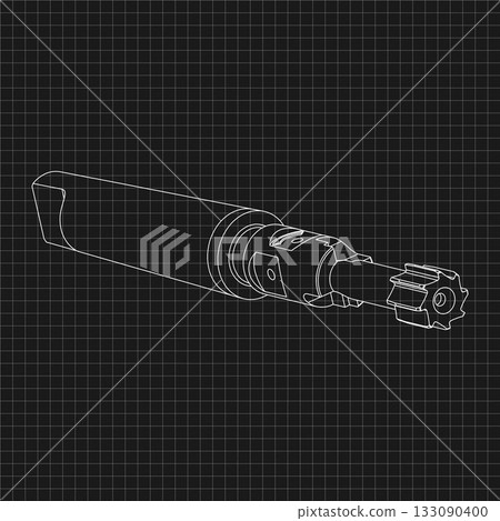 Mechanical engineering drawings. Tap tools, borer. Technical Design. Cover. Blueprint. Step Cutting Tool with Countersinking Function. Technical 3D Vector Illustration Mechanical engineering drawings. Tap tools, borer. Technical Design. Cover. Blueprint. Step Cutting Tool with Countersinking Function. Technical 3D Vector Illustration 133090400