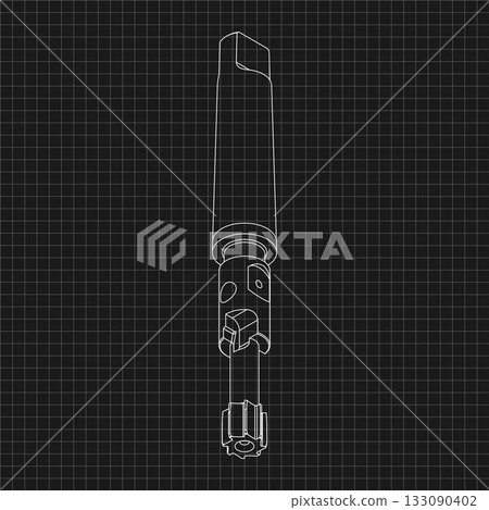 Mechanical engineering drawings. Tap tools, borer. Technical Design. Cover. Blueprint. Step Cutting Tool with Countersinking Function. Technical 3D Vector Illustration Mechanical engineering drawings. Tap tools, borer. Technical Design. Cover. Blueprint. Step Cutting Tool with Countersinking Function. Technical 3D Vector Illustration 133090402