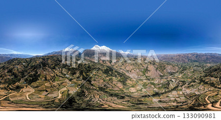 Aerial view of the Nevado de Huascaran in the Ancash region. 133090981