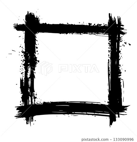 Abstract black paint brush frame created on a white background for art and design purposes 133090996