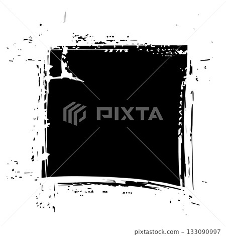 Black square with textured edges creates a bold statement in abstract art showcased in a contemporary gallery setting Black square with textured edges creates a bold statement in abstract art showcased in a contemporary gallery setting 133090997