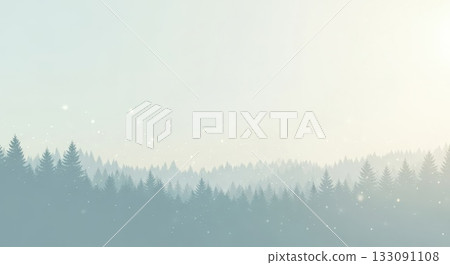 極簡主義背景，展現了靜謐的冬日森林和樹木的剪影。 133091108