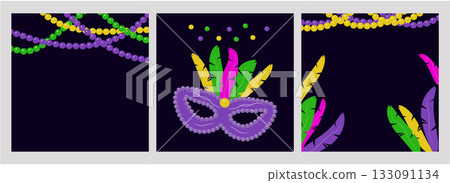 Carnival mardi gras party Set Artboard Design. For festival branding event promotion party invitation and creative graphic design project. Vector illustration Carnival mardi gras party Set Artboard Design. For festival branding event promotion party invitation and creative graphic design project. Vector illustration 133091134