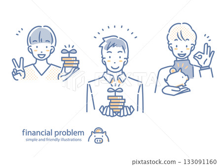 一幅簡潔時尚的線條畫，描繪了一位善於管理資產的年輕人。 133091160