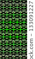 Vibrant green interlocking abstract shapes. Interlocking abstract shapes in a grid pattern create a striking visual with prominent green and black colors. 133091227