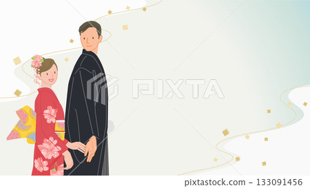 日式情侶（橫幅構圖） 133091456