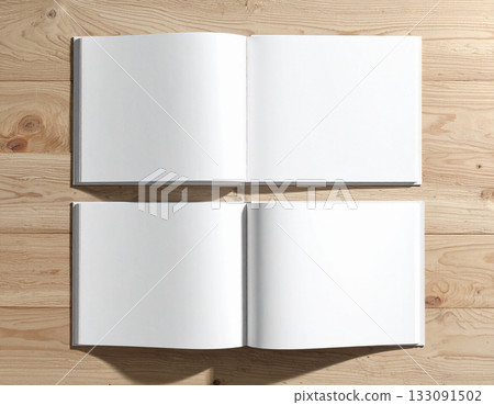Blank book spread, AI-generated image 133091502