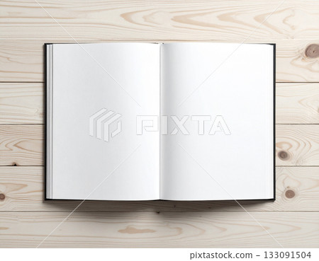 Blank book spread, AI-generated image 133091504