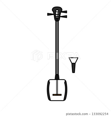 庫存插圖:簡單的日本樂器向量插圖,三味線和撥片 庫存插圖:簡單的日本樂器向量插圖,三味線和撥片 133092254
