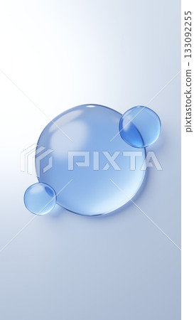 淺藍色透明球體,銀色背景。 3D(豎版) 淺藍色透明球體,銀色背景。 3D(豎版) 133092255