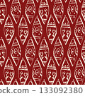 Christmas ornament seamless pattern with hand drawn baubles and floral elements for holiday decor and gift design 133092380