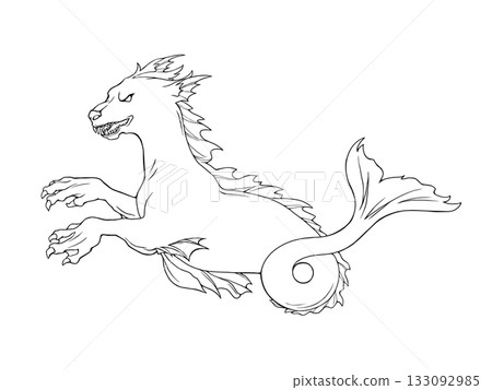 鯨魚座怪獸的線條描插圖 鯨魚座怪獸的線條描插圖 133092985
