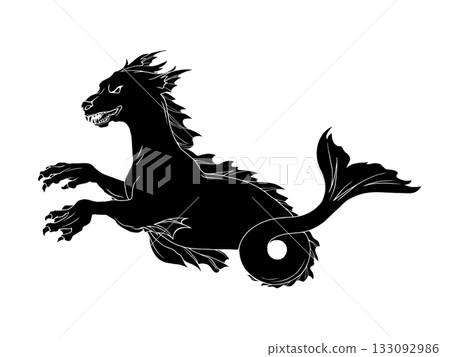 鯨魚座怪獸的黑白插圖(有白色邊框) 鯨魚座怪獸的黑白插圖(有白色邊框) 133092986