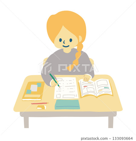 Blonde girl studying Blonde girl studying 133093664