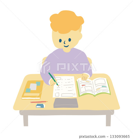 Blond boy studying Blond boy studying 133093665