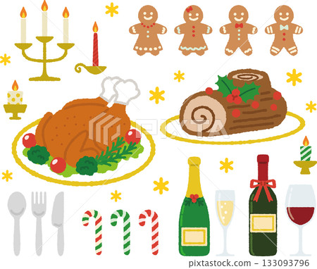 聖誕節食品飲料插畫集 聖誕節食品飲料插畫集 133093796