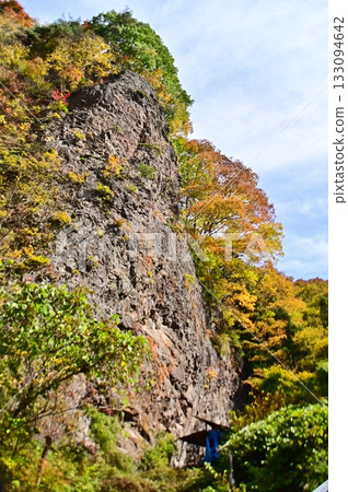 卡庫馬山谷懸崖上的秋葉 133094642
