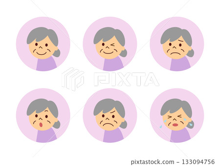 Grandma's facial expression set 133094756