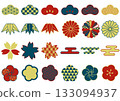 A set of various Japanese patterns including pine, bamboo, and plum, as well as commonly used Japanese materials. Taisho Roman 133094937