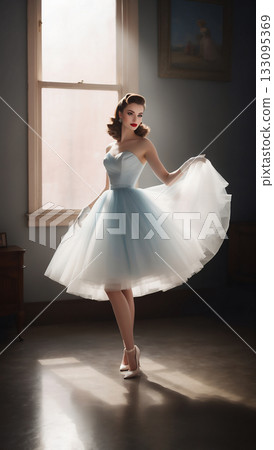 穿白裙子的女人 - 人工智慧生成素材 133095369
